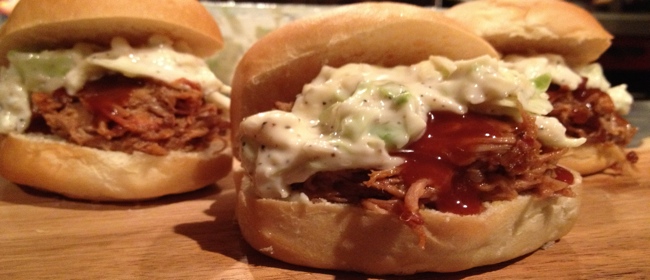 Pulled Pork Sliders with Blue Cheese Slaw